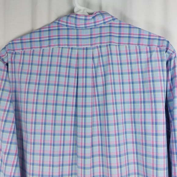 Ralph Lauren Plaid Custom Fit L/S Button Down Shirt Cotton Blue/ Purple Mens L - Picture 6 of 6